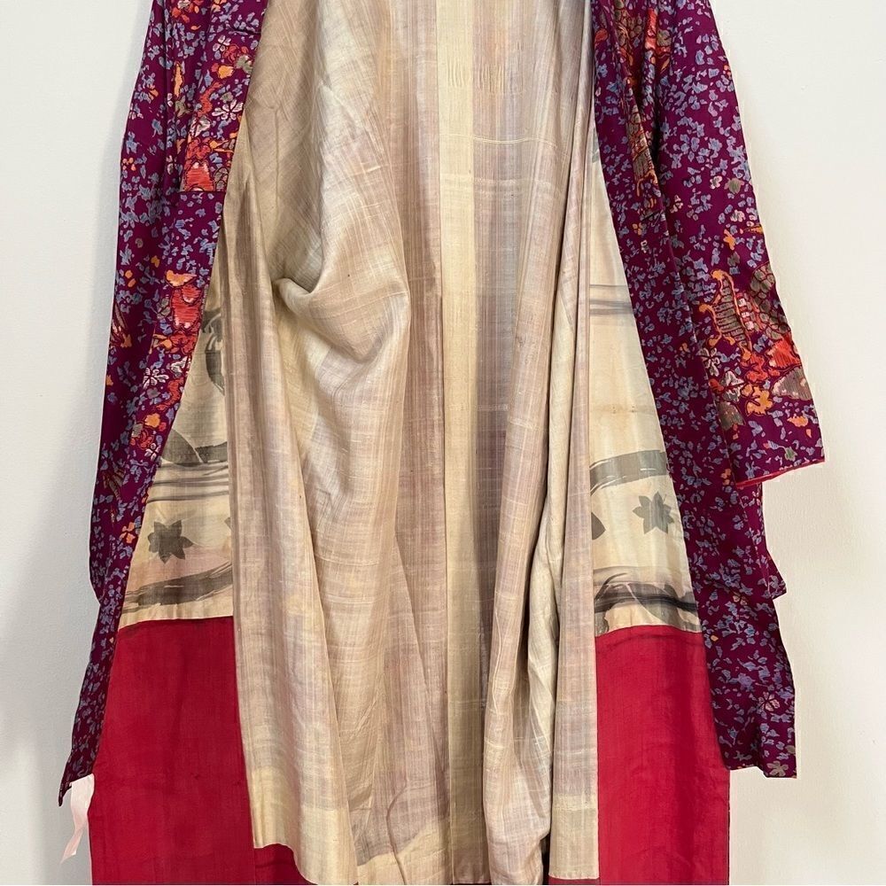 Vintage Authentic Antique 1910-1920s Japanese Floral Silk Kimono - Picture 10 of 11